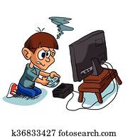 Boy playing video game Boy playing video game