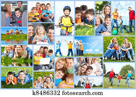 familia feliz, collage.