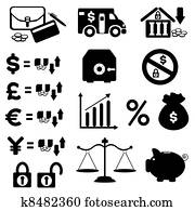finance, icône, ensemble