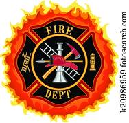 Firefighter Cross With Flames Firefighter Cross With Flames