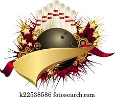 Golden Red Starburst Bowling Pennant