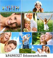 Happy people collage.