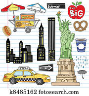 New York City Doodles Vector Set New York City Doodles Vector Set