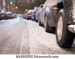 Parked cars in winter