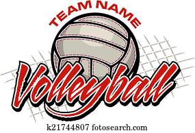 voleibol, equipe, desenho