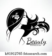 womans hair style stylized sillhouette, beauty salon logo template womans hair style stylized sillhouette, beauty salon logo template