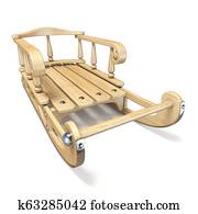 Wooden decorated sledge Front view 3D Wooden decorated sledge Front view 3D
