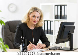 alt, unternehmerin, arbeiten, pc, in, büro