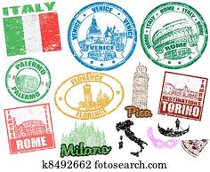 briefmarken, mit, italien briefmarken, mit, italien