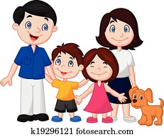 famille heureuse, dessin animé