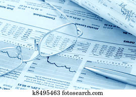 Finance news review (blue toned)