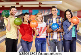 happy friends in bowling club happy friends in bowling club