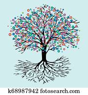 Tree of life rainbow flowers version Tree of life rainbow flowers version