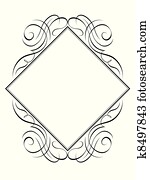 vektor, schönschrift, rahmen, rhomb, diamantmuster