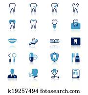 של השיניים, דירה, עם, השתקפות, איקונים