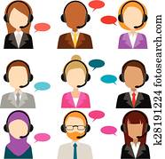 Call Center Service Diversity Icons Call Center Service Diversity Icons