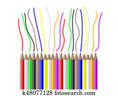 Colored pencils on white background. 3d illustration Colored pencils on white background. 3d illustration