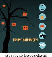 Concept of happy halloween and new normal in coronavirus pandemic. 