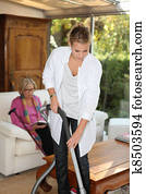 Daughter cleaning for mother Daughter cleaning for mother
