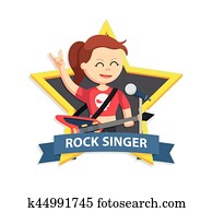 rock singer woman in star emblem rock singer woman in star emblem