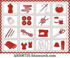 Sewing, Tailor, Knit, Crochet Icons Sewing, Tailor, Knit, Crochet Icons