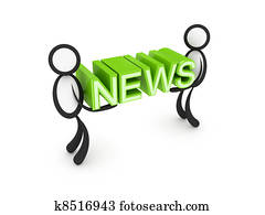 3d, klein, leute, mit, a, wort, nachrichten, in, a, hands.