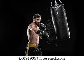 Boxer with punching bag Boxer with punching bag