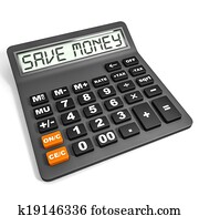 Calculator with SAVE MONEY on display. Calculator with SAVE MONEY on display.
