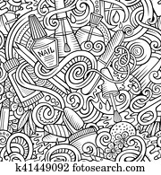 Cartoon doodles Manicure seamless pattern Cartoon doodles Manicure seamless pattern