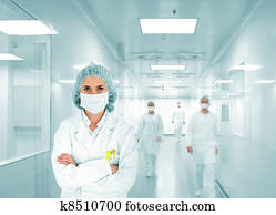 cientistas, equipe, em, modernos, hospitalar, laboratório, grupo, de, doutores