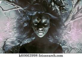 Ghost woman in creepy forest Ghost woman in creepy forest