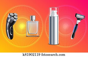 mock up illustration of male grooming kit on abstract background mock up illustration of male grooming kit on abstract background