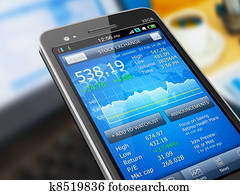Stock market application on smartphone Stock market application on smartphone