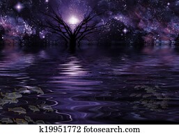 עמוק, סגול, פנטזיה, נוף