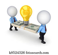 3d small person with a dollar pack.