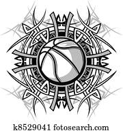 Basketball with Tribal Borders Basketball with Tribal Borders