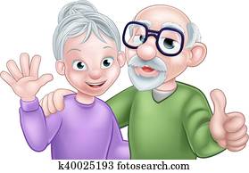 Cartoon Senior Couple Cartoon Senior Couple