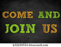 come and join us - chalkboard illustration