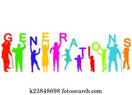 Generations concept with people from different ages Generations concept with people from different ages