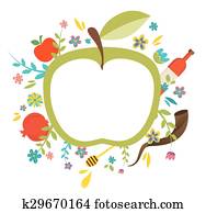 Greeting card design for Jewish New Year, Rosh Hashanah. Vector illustration Greeting card design for Jewish New Year, Rosh Hashanah. Vector illustration