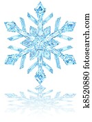 Light blue crystal snowflake on glossy white Light blue crystal snowflake on glossy white