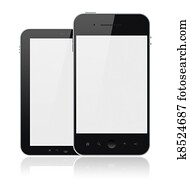 Modern Mobile Phones With Blank Screen Isolated Modern Mobile Phones With Blank Screen Isolated