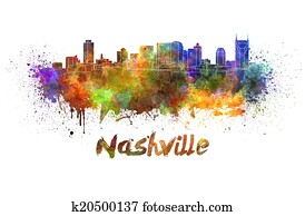 Nashville skyline in watercolor Nashville skyline in watercolor