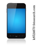 Smart Phone With Blue Screen Isolated Smart Phone With Blue Screen Isolated