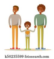 שמח, aframerican, גברים הומוסקסואליים, להניח, עם, שלהם, ילד