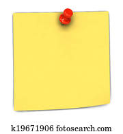 3d Pinned yellow note 3d Pinned yellow note