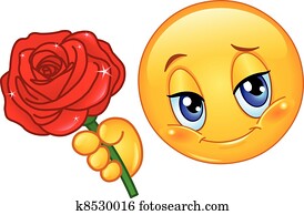 emoticon, mit, rosenblüte emoticon, mit, rosenblüte