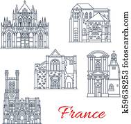 France vector landmarks facades icons of Provence France vector landmarks facades icons of Provence