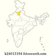 Map - Haryana (India) - 3D-Illustration Clip Art | k41148477 | Fotosearch