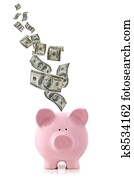 Money Falling into Piggy Bank